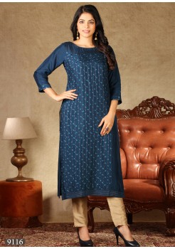 Dark Blue Georgette /Chiffon Kurti 